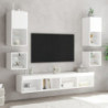 TV-Wandschränke mit LED-Leuchten 2 Stk. Weiß 30x28,5x30 cm