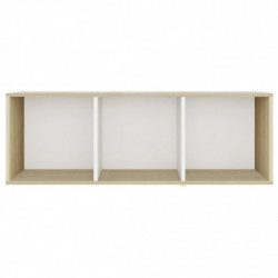 TV-Schrank Weiß und Sonoma-Eiche 107x35x37 cm Holzwerkstoff