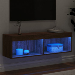 TV-Schrank mit LED-Leuchten Braun Eichen-Optik 100x30x30 cm