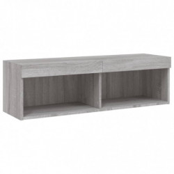 TV-Schrank mit LED-Leuchten Grau Sonoma 100x30x30 cm