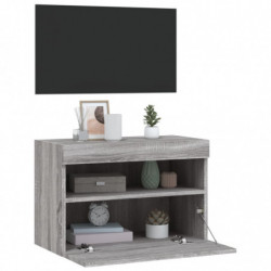 TV-Wandschrank mit LED-Leuchten Grau Sonoma 60x30x40 cm