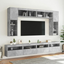 TV-Wandschrank mit LED-Leuchten Betongrau 60x30x40 cm