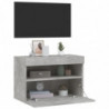 TV-Wandschrank mit LED-Leuchten Betongrau 60x30x40 cm