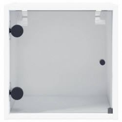 Nachttisch mit Glastür Weiß 35x37x35 cm