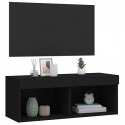TV-Schrank mit LED-Leuchten Schwarz 80x30x30 cm