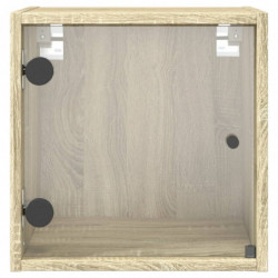 Nachttisch mit Glastür Sonoma-Eiche 35x37x35 cm