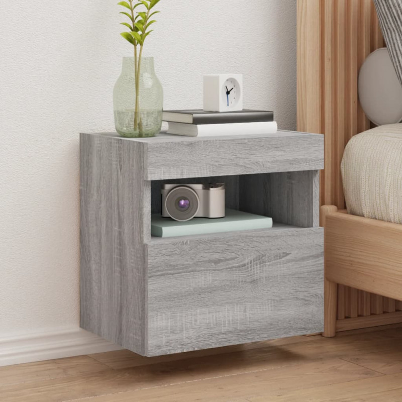 TV-Wandschrank mit LED-Leuchten Grau Sonoma 40x30x40 cm