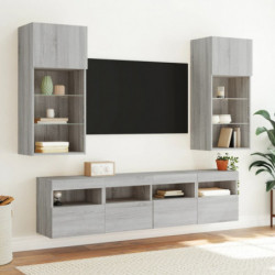 TV-Wandschrank mit LED-Leuchten Grau Sonoma 40x30x40 cm