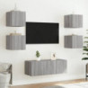 TV-Wandschrank mit LED-Leuchten Grau Sonoma 30,5x35x30 cm