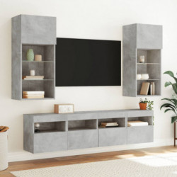 TV-Wandschrank mit LED-Leuchten Betongrau 40x30x40 cm