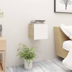 Nachttisch Weiß und Sonoma-Eiche 30,5x30x30 cm Holzwerkstoff