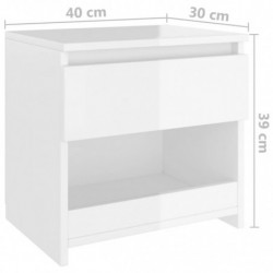 Nachttisch Hochglanz-Weiß 40x30x39 cm Holzwerkstoff