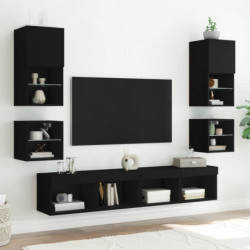 TV-Wandschrank mit LED-Leuchten Schwarz 30x28,5x30 cm