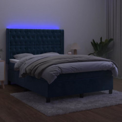 Boxspringbett mit Matratze & LED Dunkelblau 140x200 cm Samt