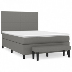 Boxspringbett mit Matratze Dunkelgrau 140x190 cm Stoff