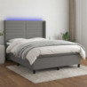 Boxspringbett mit Matratze & LED Dunkelgrau 140x190 cm Stoff