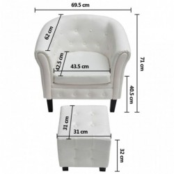 Sessel mit Fußhocker Weiß Kunstleder