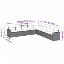 9-tlg. Garten-Sofagarnitur mit Kissen Schwarz Poly Rattan