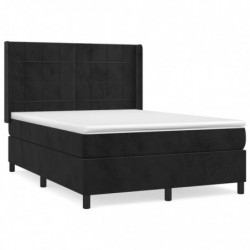 Boxspringbett mit Matratze Schwarz 140x200 cm Samt