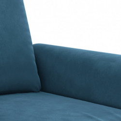 2-tlg. Sofagarnitur mit Kissen Blau Samt