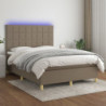 Boxspringbett mit Matratze & LED Taupe 140x190 cm Stoff