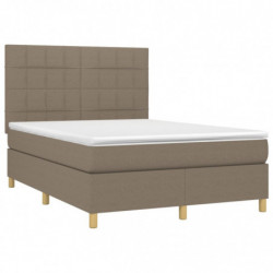 Boxspringbett mit Matratze & LED Taupe 140x190 cm Stoff