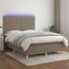 Boxspringbett mit Matratze & LED Taupe 140x190 cm Stoff