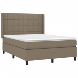 Boxspringbett mit Matratze & LED Taupe 140x200 cm Stoff