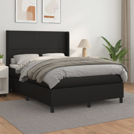 Boxspringbett mit Matratze Schwarz 140x190 cm Kunstleder