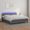 Boxspringbett mit Matratze & LED Grau 160x200 cm Kunstleder