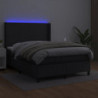 Boxspringbett mit Matratze & LED Schwarz 140x200 cm Kunstleder