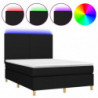 Boxspringbett mit Matratze & LED Schwarz 140x200 cm Stoff