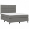 Boxspringbett mit Matratze & LED Dunkelgrau 140x190 cm Stoff