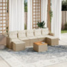 8-tlg. Garten-Sofagarnitur mit Kissen Beige Poly Rattan