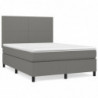 Boxspringbett mit Matratze Dunkelgrau 140x190 cm Stoff