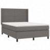 Boxspringbett mit Matratze Grau 140x200 cm Kunstleder