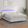 Boxspringbett mit Matratze & LED Weiß 140x190 cm Kunstleder