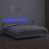Boxspringbett mit Matratze & LED Weiß 160x200 cm Kunstleder