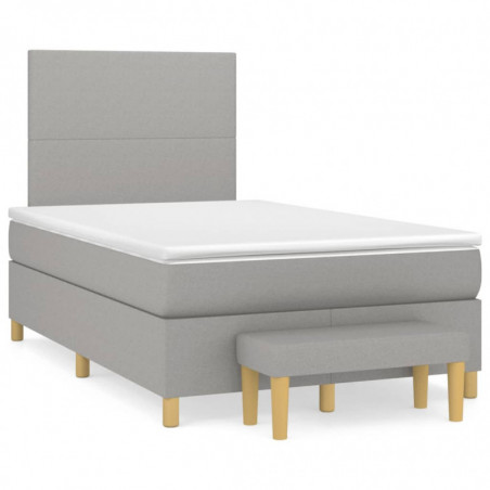 Boxspringbett mit Matratze Hellgrau 120x190 cm Stoff