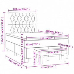 Boxspringbett mit Matratze Dunkelgrau 120x190 cm Stoff