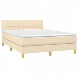 Boxspringbett mit Matratze & LED Creme 140x190 cm Stoff