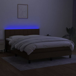 Boxspringbett mit Matratze & LED Dunkelbraun 140x200 cm Stoff