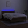 Boxspringbett mit Matratze & LED Dunkelbraun 140x200 cm Stoff