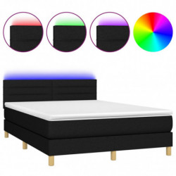 Boxspringbett mit Matratze & LED Schwarz 140x190 cm Stoff