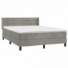 Boxspringbett mit Matratze Hellgrau 140x190 cm Samt