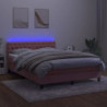 Boxspringbett mit Matratze & LED Rosa 140x190 cm Samt