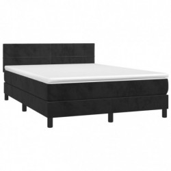 Boxspringbett mit Matratze & LED Schwarz 140x190 cm Samt