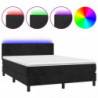 Boxspringbett mit Matratze & LED Schwarz 140x200 cm Samt