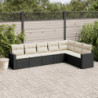 7-tlg. Garten-Sofagarnitur mit Kissen Schwarz Poly Rattan