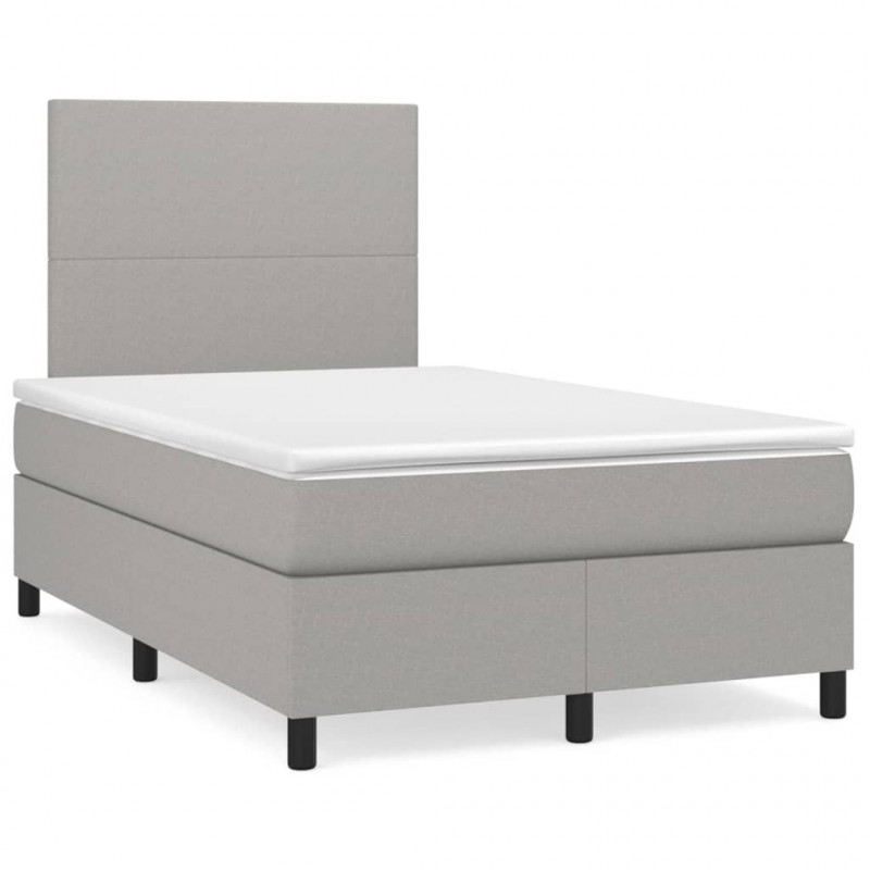 Boxspringbett mit Matratze & LED Hellgrau 120x190 cm Stoff